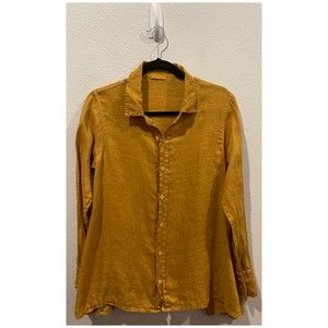 CP SHADES Mustard Button Down Linen Shirt